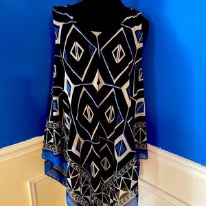Black, Royal Blue, and white sleeveless blouse